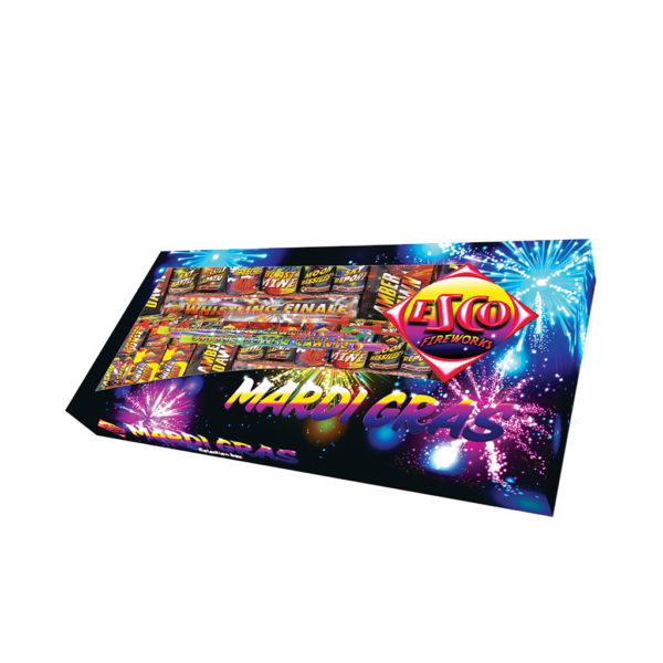 Mardi Gras selection box of fireworks by Bright Star Fireworks