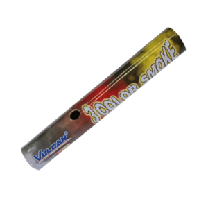 Black red and yellow 3 colour smoke canister by Vulcan Fireworks