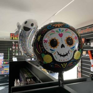 Day of the Dead skull balloon inflated.