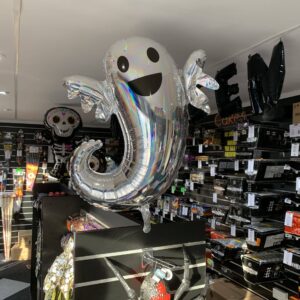 Iridescent ghost balloon inflated