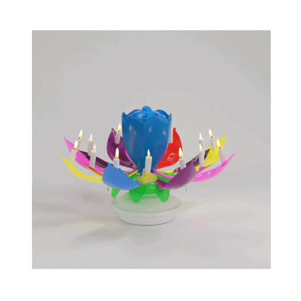 Flower Power music candle - fully open